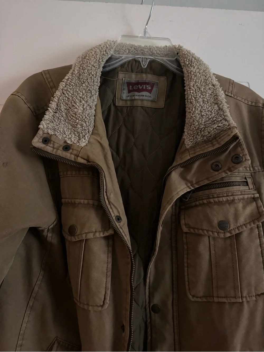 Levi's Men's Khaki Sherpa-Lined Field Jacket